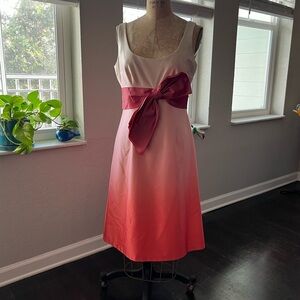 Kay Unger Pink Ombré Silk Charmeuse Midi Dress with Bow size 8 NWT